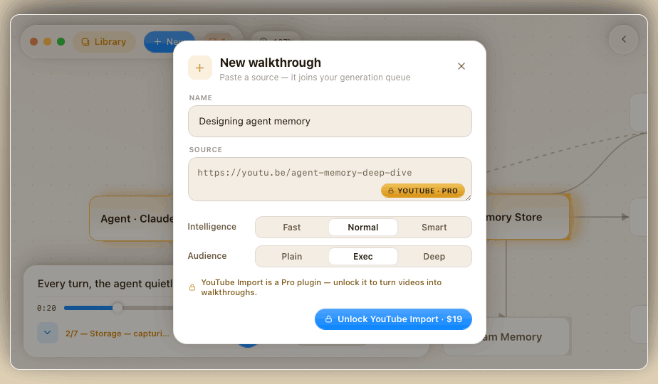 New walkthrough — paste a source