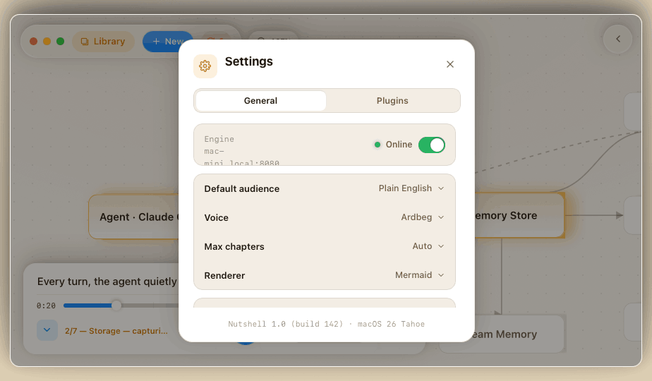 Settings — engine and plugins